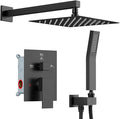 Shower Faucet Set Matte Black Shower System, Starbath 10" Rain Shower Head and Handheld Spray Shower Set Complete Wall Mounted,2 Way Pressure Balance Shower Valve and Trim Kit Included