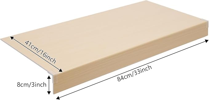 33 Inch Floating Shelves for Wall, 16 Inch Deep Hanging Shelf, Large Display & Storage Shelf for Bathroom, Bedroom, Living Room, Set of 5 (Light Wood Color, 33 Inch)