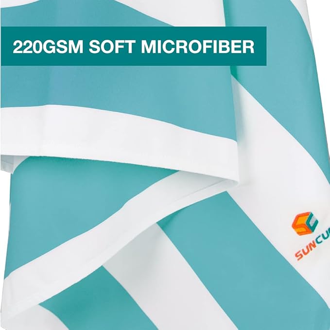 SUN CUBE Microfiber Beach Towel, Quick Dry Sand Free Beach Towel, Lightweight, Compact for Travel Swim Sports Camping, Packable Sand Resistant Towel Adult, Light Blue 60x30 Inches