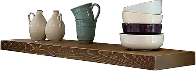 joelsantiques - 48 Inch Wooden Floating Shelves for Wall - 48x10x2 in - Made of Natural Wood - Heavy Duty Rustic Wall Shelves for Bedroom - Perfect for Living Room, Kitchen - Medium Brown