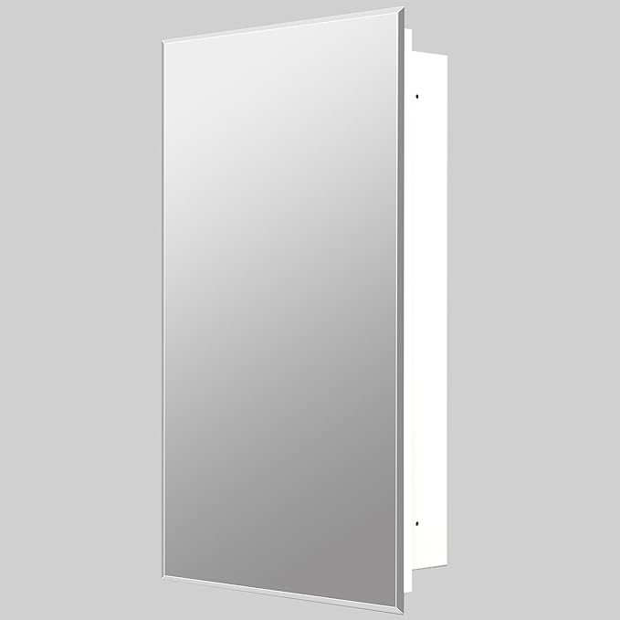 Bathroom Medicine Cabinet with 20"x26" Frameless Beveled Mirror,Recessed or Surface Mount, Space-Saving Storage for Toiletries,White Finish,Easy Installation
