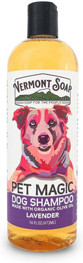 VERMONT SOAP Organics Pet Shampoo - Infused with Organic & Natural Olive Oil, Coconut & Aloe Vera Dog Shampoo for Sensitive Skin - USDA Certified Grooming Pet Shampoo - Lavender (16oz)