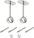 2Pcs ID32mm(1-1/4"), L300mm, Clothes Rail mounting Bracket, Shower Curtain Closet tie Rod Support Frame, Curtain Rod Flange Socket, Suitable for Ceiling or Wall mounting