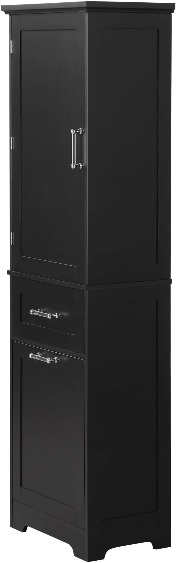 Favfurish 68" Tall Bathroom Storage Cabinet with Door and 2 Drawer,Modern Linen Cabinets w/Adjustable Shelf & Magnetic Door Stopper,Freestanding Organizer for Bath Room,Study,Office,Kitchen Black
