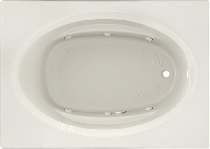 Jacuzzi SIGNATURE Acrylic Drop-In Bathtub, Heated Jet Massage Tub, Slip Resistant, Right Drain Placement, 60" (L) x 42" (W), Oval In Rectangle, White