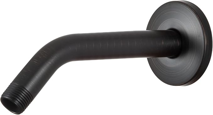 OFFO Shower Arm with Flange, 10 in Oil Rubbed Bronze Wall Mount Replacement Angle Shower Head Arm Wall-Mounted For Fixed Shower Head & Handheld Showerhead