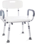 FSA/HSA,500 lbs Heavy Duty Shower Seat for SeniorsShower Chair for Inside Shower with Arms and Back, Height Adjustable Shower Chair for Elderly and Disabled with Enhanced Non-Slip Feet
