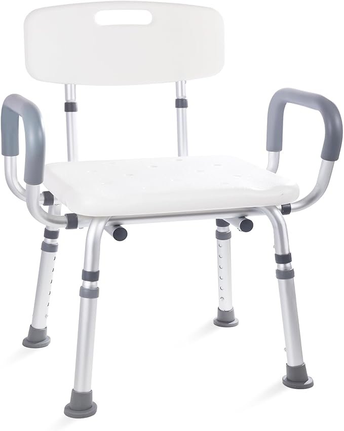 FSA/HSA,500 lbs Heavy Duty Shower Seat for SeniorsShower Chair for Inside Shower with Arms and Back, Height Adjustable Shower Chair for Elderly and Disabled with Enhanced Non-Slip Feet