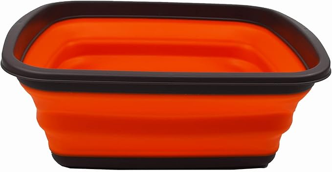 SAMMART 10L (2.6 Gallons) Collapsible Tub - Foldable Dish Tub - Portable Washing Basin - Space Saving Plastic Washtub (Brown/Orange, 1)