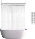 Clawfoot Tub Shower Curtain Liner 180x70 Inch Clear Warp Around Extra Wide 36 Metal Hooks Heavy Duty Vinyl Bath Curtain for Clawfoot Stand Up Tub for Bathroom Tub PEVA Waterproof