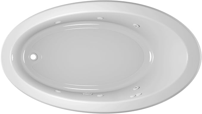 Jacuzzi SIGNATURE Acrylic Drop-In Bathtub, Heated Jet Massage Tub, Slip Resistant, Left Drain Placement, 66" (L) x 38" (W), Oval, White