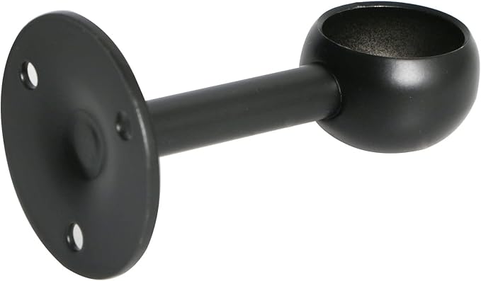 4Pcs Pipe Hole Diameter 25 mm (1"), Stainless Steel Matte Black Flange Rod Bracket Curtain Shower Curtain Rod Ceiling Mount Bracket Closet Rod End Support Receptacle
