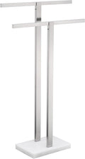 KOKOSIRI Bathroom Towel Racks 2-Tier Standing Towel Bars with Marble Base, Stainless Steel Freestanding Towels Holder, Thicken Steady Design, Brushed Nickel THS0003-BR