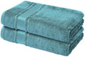 Melissa Linen 2-Piece Turkish Cotton Face & Hand Towels Set, 20 in x 35 in, Absorbent, Quick Dry, Durable & Soft, Spa & Hotel Quality, Maldive Green