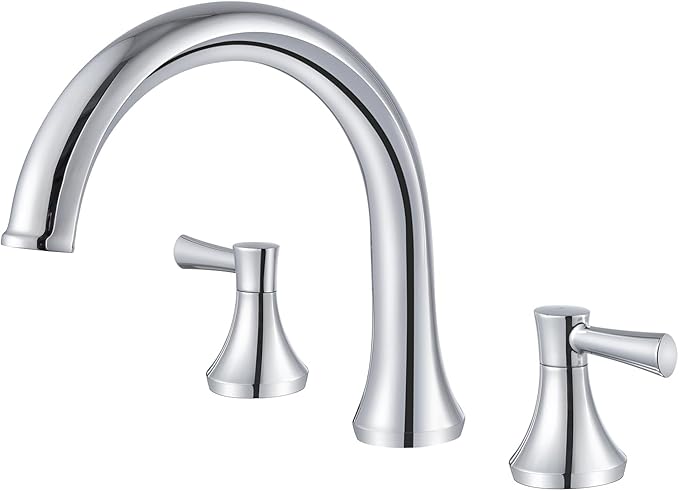 Roman Tub Faucet Deck Mount Tub Filler 2 Handles Polished Chrome Bathtub Faucet Brass Bathroom Faucet