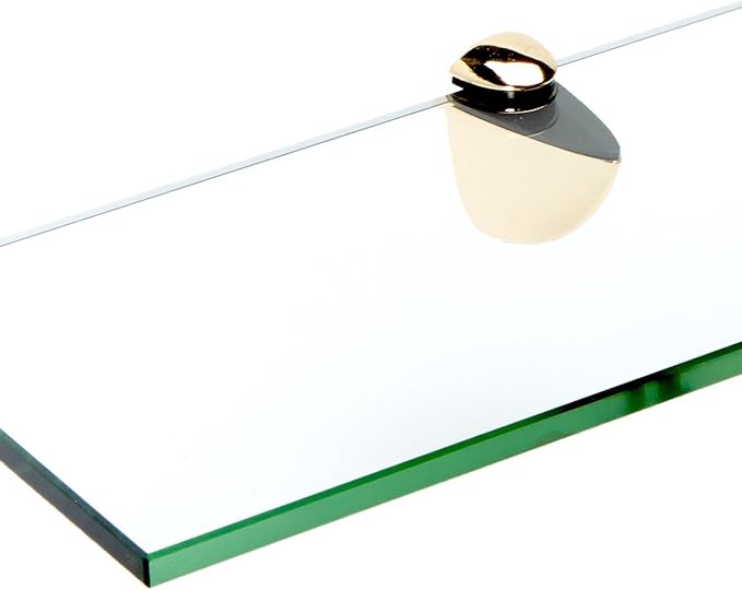 Spancraft Glass P-6x21-Brass Peacock Glass Shelf, 6" x 21", Brass