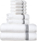 8-Piece Premium Towel Set, 2 Bath Towels, 2 Hand Towels, and 4 Wash Cloths, 100% Ring Spun Cotton Highly Absorbent Towels for Bathroom, Gym, Hotel, and Spa