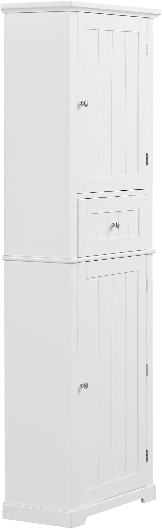 Favfurish Tall Bathroom Storage Cabinet with Doors and Drawer,Modern Linen Cabinets w/Adjustable Shelf & Anti-Toppling Device,Freestanding Narrow Cabinet for Bathrooms,Living Room, Entryway,White