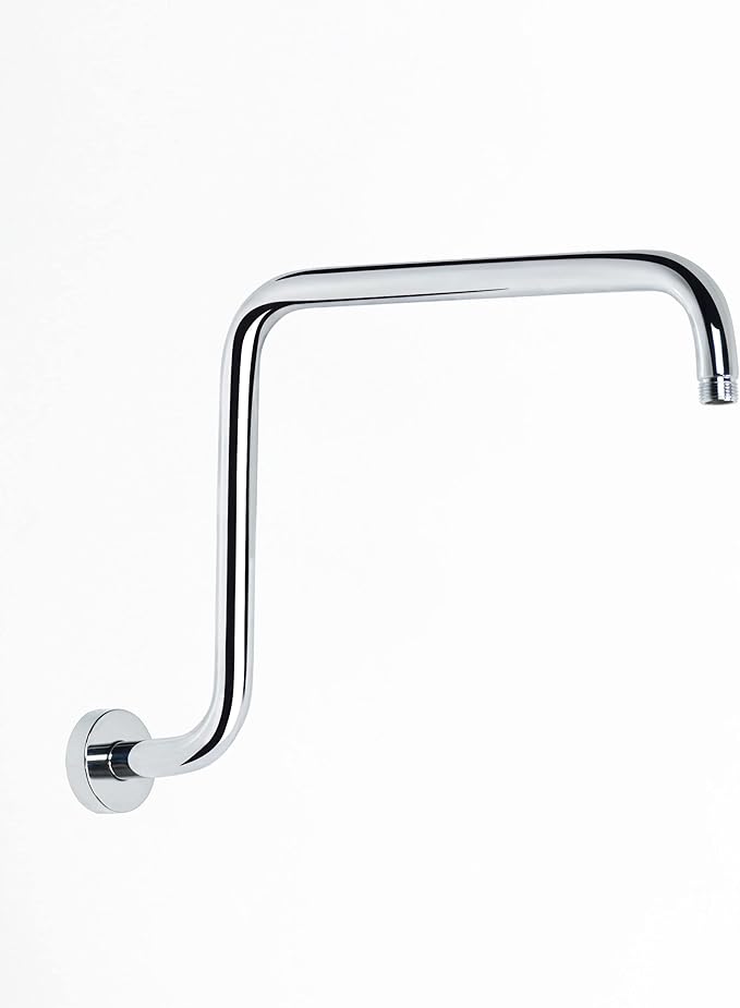PHASAT S Shaped Shower Arm with Flange,High Rise Shower Head Extension Arm Chrome,PU9D02