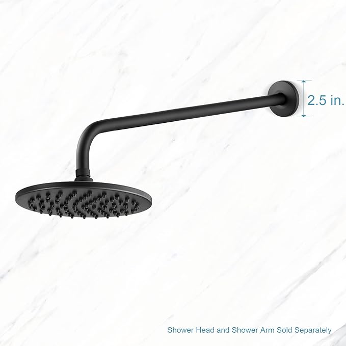 OFFO Shower Arm with Flange, 24 in Wall Mount Replacement Angle Shower Head Arm Wall-Mounted For Fixed Shower Head & Handheld Showerhead, Matte Black