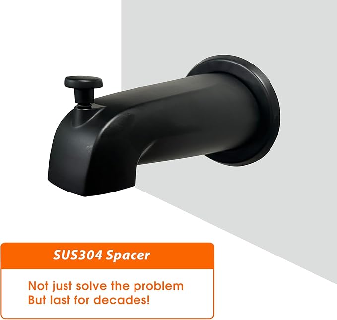 1/4" Thick SUS304 Tub Spout Cover Ring, Bathtub Faucet Surround Sealing Spacer Plate, Bath Shower Remodel Trim Faceplate Gasket (Matte Black)