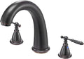 VEVOR Roman Tub Faucet, 3 Hole Waterfall Bathtub Faucet, Gooseneck Bath Tubs Faucets Set with 2 Handles, Roman Tub Faucets Deck Mount for Pet Washing, Adult Bathing, Bronze, Temperature Control