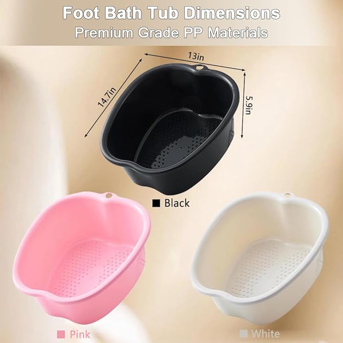 Foot Soaking Tub Large Size Foot Basin Sturdy Soaking Feet Bucket Massager Tub Exfoliation Callus Pedicure Foot Spa Bath Bucket for Women and Men (Pink)