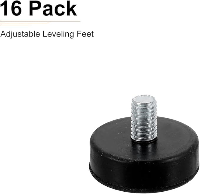 M10x15x43mm(DxLxOD) Screw on Furniture Glide Leveling Feet - 16Pack - Good for Furniture - Adjustable Thread Furniture Levelers - Black