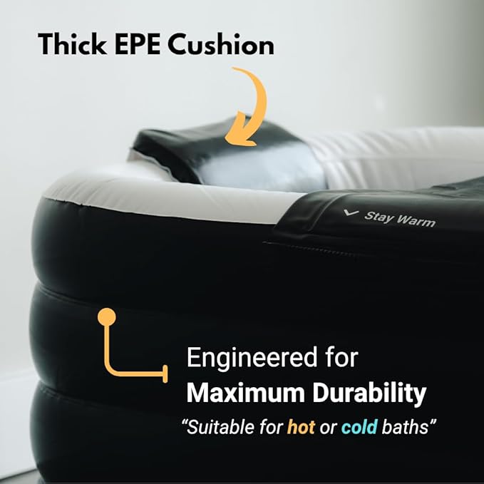 Alaskey® Portable Inflatable Bathtub For Ice Bath Or Hot Baths | Foldable & Freestanding Soaking Recovery Tub For Adults | Durable, Space-Saving, Easy To Store | Perfect For Indoor Home Spa Relaxation