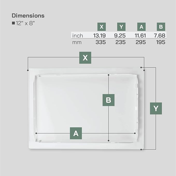 Vent Systems 12" x 8" Inch White Galvanized Steel Access Panel – Durable Access Door for Drywall, Wall or Ceiling – Easy Service Panel for Plumbing, Electrical, HVAC, and Maintenance Openings