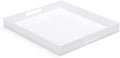 White Modern Acrylic Ottoman Tray with Cutout Handles 22x22 Inch Over-Sized Serving Tray Rubber Boot Tray Organizer Decorative Tray for Living Room, Bedroom,Bathroom and Kitchen Tabletop