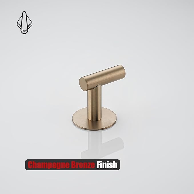 JQK Self Adhesive Towel Hook Champagne Bronze, No Drill Stick on Coat Robe Clothes Wall Hook for Bathroom 2 Pack, 304 Stainless Steel, ATH110-CB-P2