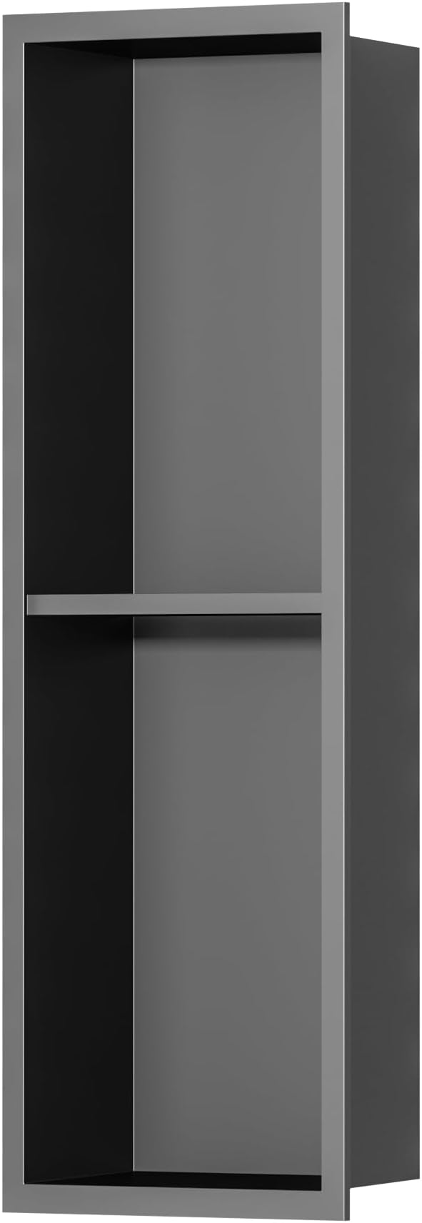 Stainless Steel Shower Niche 24" X 8", No Tile Needed Wall Niche Double Shelves, Recessed Shower Shelf for Bathroom Storage, Gun Metal
