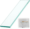 1 Pcs 3-3/8" x 12" 3/8" Glass Shelf for Shower Niche, Tempered Glass Shelf Floating Shelves for Bathroom Essentials DIY Storage Decoration, Easy Install Support Plate