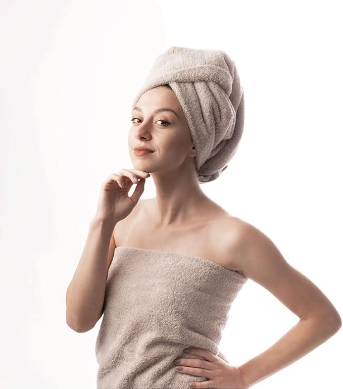 Hencely 6-Piece Bath Towel Set - High Absorbency, Quick Drying - 100% Soft Turkish Cotton - 2 Bath Towels, 2 Hand Towels, 2 Washcloths - for Bathroom, Home, Hotel, Spa, and Gym - 6-Pack Beige