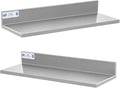 Hally Stainless Steel Wall Shelf 8.6 x 24 Inches 50 lb, NSF Commercial Heavy Duty Wall Mount Floating Shelving for Restaurant, Kitchen, Home, Hotel and Bar, 2 Pack