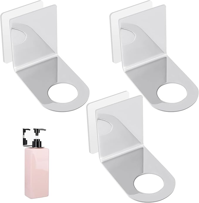 Segbeauty Stainless Soap Bottle Dispenser, 3 Pack Dia 1.1in 2.8cm Drill-Free Wall Mounted Rack, Adhesive Wall Mount Bottle Holder for Shower Gel Bathroom Toilet Kitchen, Sliver