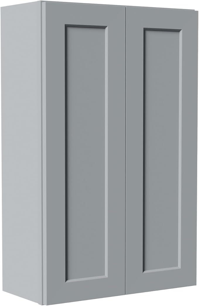 27 Inch Medicine Cabinet Wall Mounted, Solid Wood Over The Toilet Storage Cabinet, Bathroom Organizer Cabinets with 2 Door & 3 Shelves, Easy to Assemble for Laundry Room, Kitchen, Garage - Dark Gray