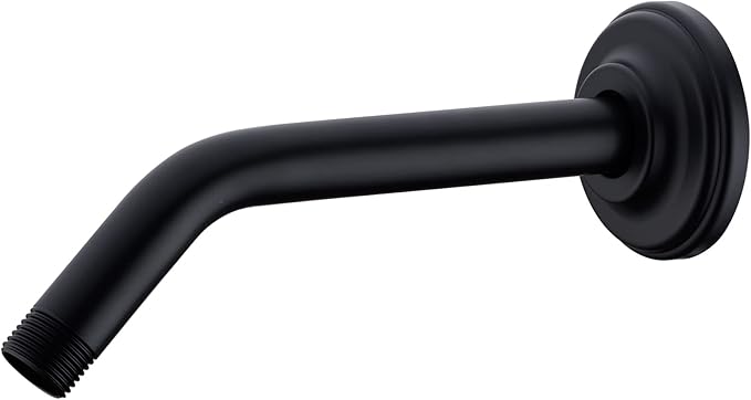 9 Inch Angled Shower Arm with Flange,Wall-Mounted Heavy Duty Stainless Steel, Shower Head Extension Extender Pipe Arm, For Fixed Bathroom Shower Head,Matte Black