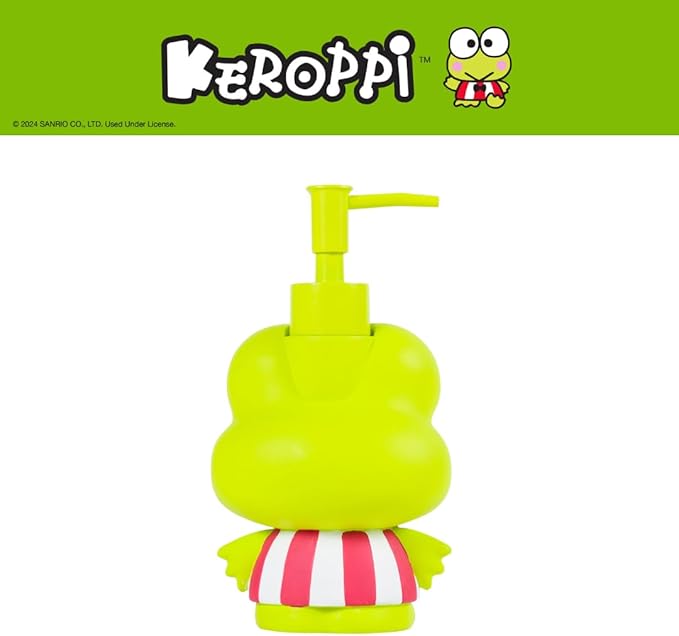 Sanrio Keroppi Soap/Lotion/Hand Sanitizer Resin Pump Dispenser, 13 Ounces, (Officially Licensed Product) by Franco Collectibles
