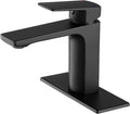 VOTON Matte Black Bathroom Faucet 1 Hole, Single Handle Bathroom Sink Faucets for 1 or 3 Hole with Supply Deck Plate and Hose, Basin, Rv, Lavatory Sink