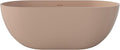 Premium 59" Pink-Sandstone Solid Surface Free Standing Tub, Upgraded Oval Resin Stone Bathtub with Overflow and Pop-up Drain