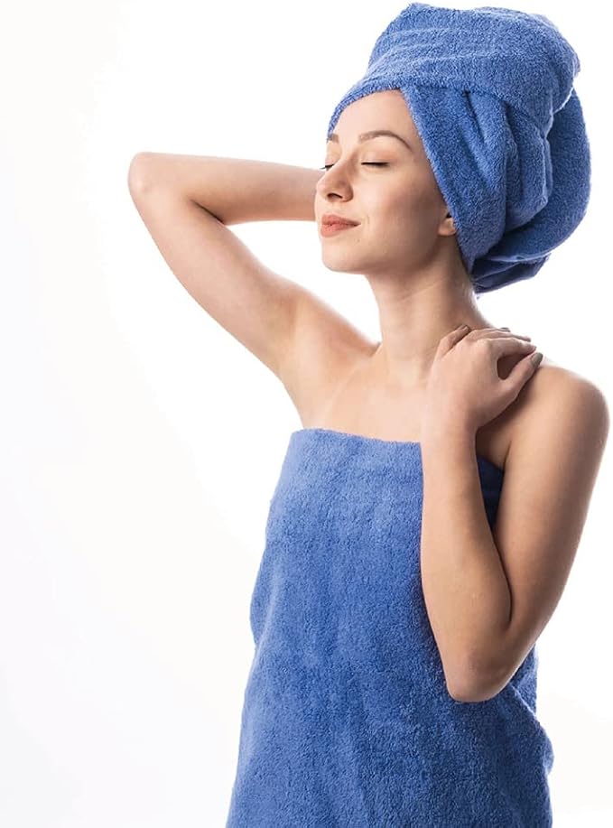 Hencely 18-Piece Bath Towel Set - High Absorbency, Quick Drying - 100% Soft Turkish Cotton - 6 Bath Towels, 6 Hand Towels, 6 Washcloths - Bathroom, Home, Hotel, Spa, and Gym - 18-Pack Blue