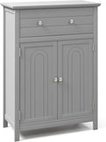 Giantex Bathroom Storage Cabinet with Drawer - Floor Cabinet with Doors, Adjustable Shelf, Storage Organizer for Entryway, Laundry Room, Kitchen, Living Room, Bedroom, Freestanding Cupboard (Gray)