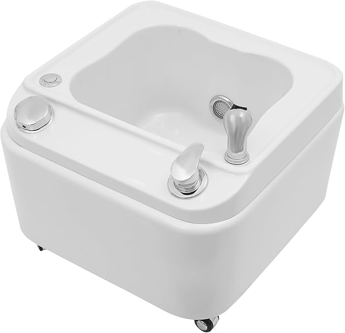 Pedicure Foot Spa, Acrylic Massage Foot Bath with Heat Hand Shower, 55W Pedicure Bowl Foot Soak Basin Tub for Soak Tub Sink Spa Shower Wash Salon (White 55W)