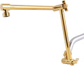 Shower Head Extension Arm, 16 Inch Solid Brass Adjustable Extender with Lock Joint, Height & Angle Adjustable Shower Arm for Rainfall or Fixed Shower Head, G1/2 Connector (Bright Gold)