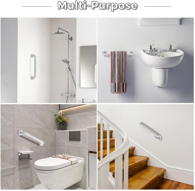 Grab Bars for Shower, 2 Pack 18-Inch Anti Slip Shower Handles for Elderly, Safety Shower Grab Bar, Stainless Steel Handicap Grab Bars for Bathroom (White 1" Diameter)