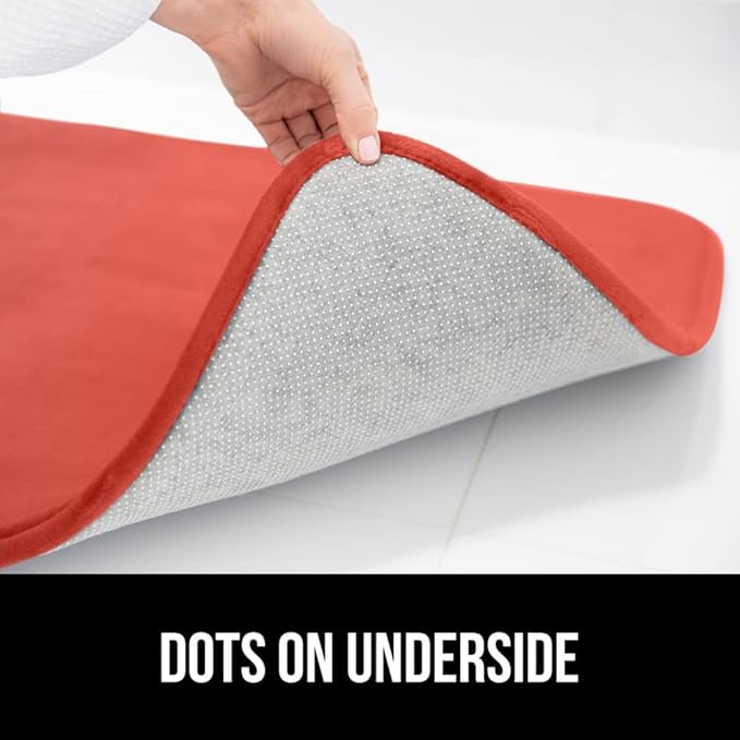 GORILLA GRIP Memory Foam Bath Mat, Soft Absorbent Velvet Bathroom Mats, Durable Dots on Underside, Machine Washable Bathmat, Carpet Rug Room Decor for Shower Tub Floor RV, 30x20 Rugs, Coral