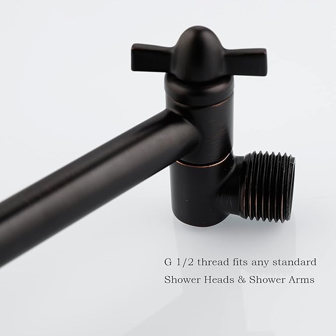 Adjustable Shower Extension Arm, 10 Inch Brass Oil Rubbed Bronze Shower Arm Extension for Shower Head, Universal Shower Extension for Fixed Shower Head