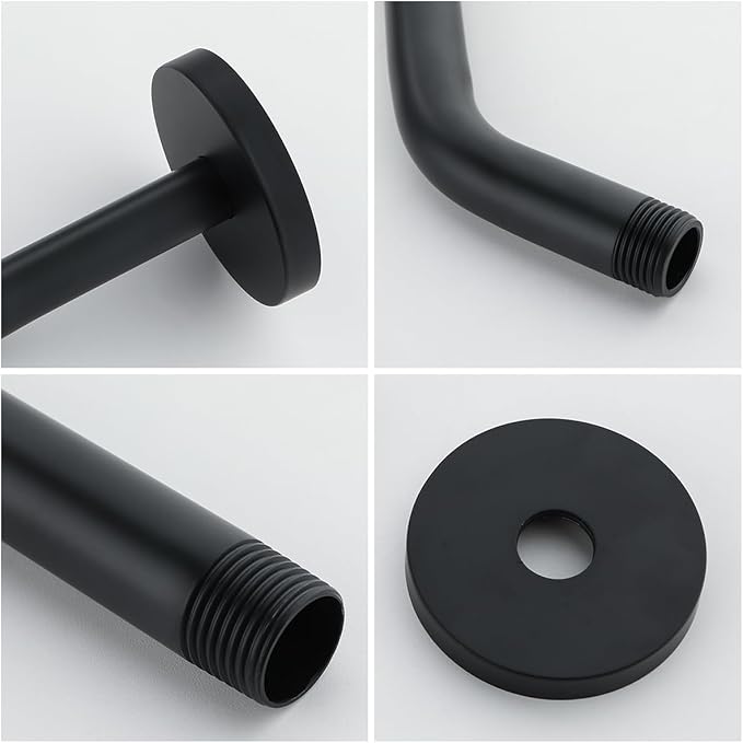 Wall Mounted Shower Arm Extension Head Holder Stainless Steel for Elbow Bathroom Accessories Pipe Bath Tube Matte Black,SW-RD91018-6MB.